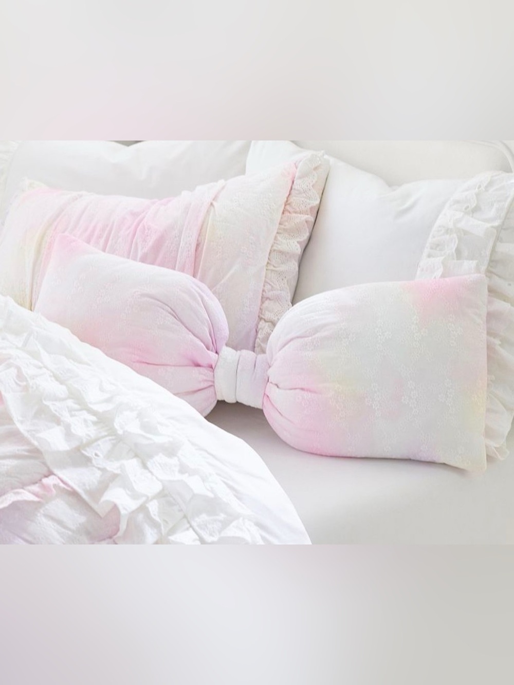 Pottery Barn Teen LoveShackFancy Oversized Tye Dye Bow Accent Pillow NWT